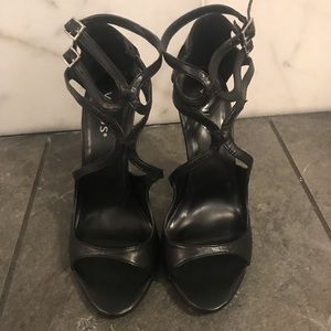 Strappy black heels